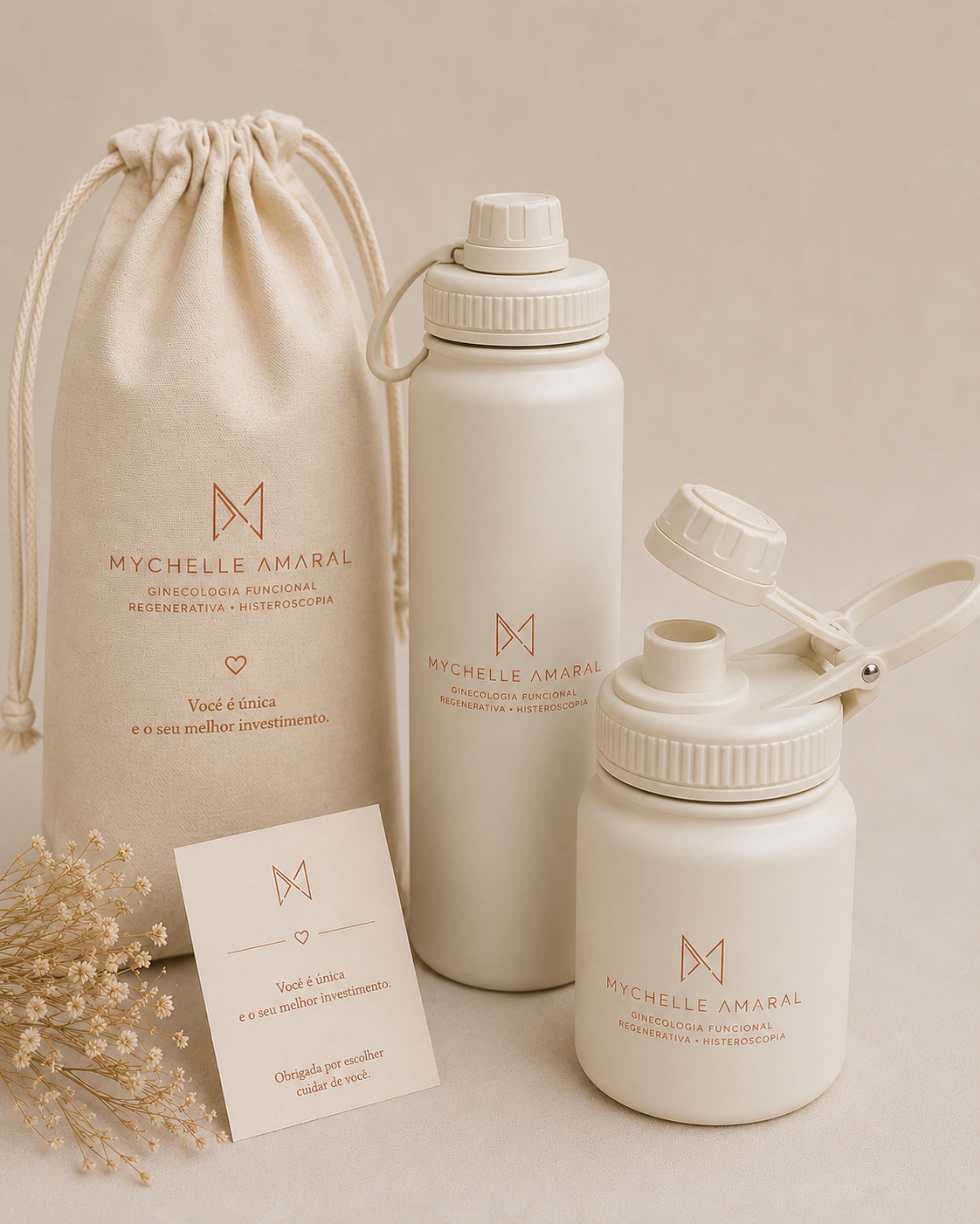 Garrafas térmicas personalizadas Mychelle Amaral